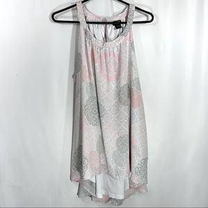 Torrid top Hi-Lo , different patterns, high neck , size 2, color pink and gray,